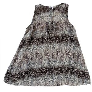 Mystree Sheer Black Gray Floral Tank Blouse Size S